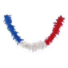 P'tit Clown Unisex Boa Plumes Bleu, Blanc, Rouge Feather Boa, Blue, White, Red, One Size, Blue, White, Red