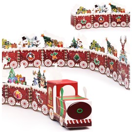 SietDESEO 24 Empty Advent Calendar Boxes to Fill, 24 Days of Christmas Countdown Gift Boxes Red Train Christmas Advent Calendar Boxes for Kids Adults Xmas Holiday Decorations