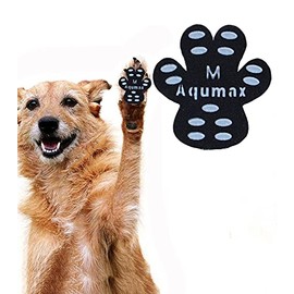 Aqumax Dog Anti Slip Paw Grips Traction Pads,Paw Protection with Stronger Adhesive, Non-Toxic,Multi-Use on Hardwood Floor or Injuries,12 sets-48 Pads M Black