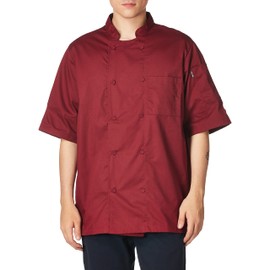 Chef Code unisex adult Chef Coat Work Utility Button Down Shirt, Burgundy, 3X-Large US