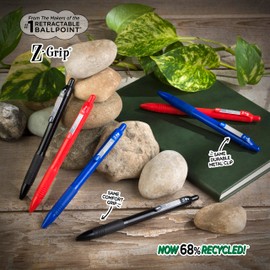 Zebra Pen Z-Grip Recycled Retractable Ballpoint Pens,1.0mm, Black Ink, Durable Metal Clip, 68% Recycled (GRS Certified; Global Recycled Standards), School & Office Supplies, 24-Pack (20314)