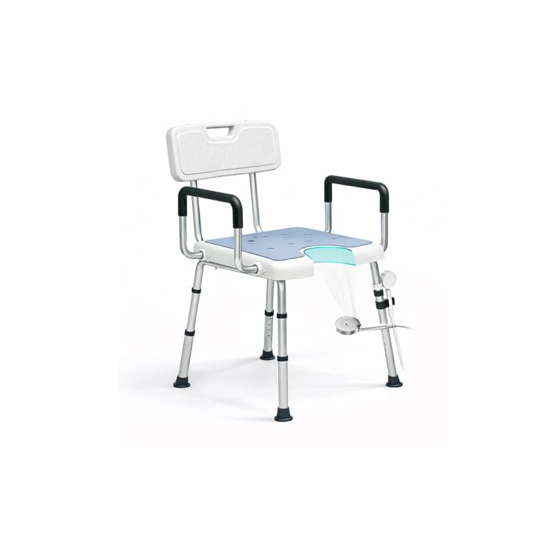 4-in-1 Shower Chair for Inside Shower with Arms and Back,