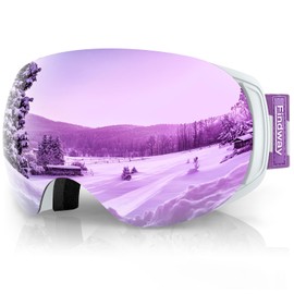 Findway Ski Goggles for Glasses Wearers Men Women Snowboard Goggles with Magnetic Interchangeable Lenses, Snowboard Goggles Magnetic Glasses Wearers Polarising OTG, Anti-Fog, All-Weather Mirrored Ski
