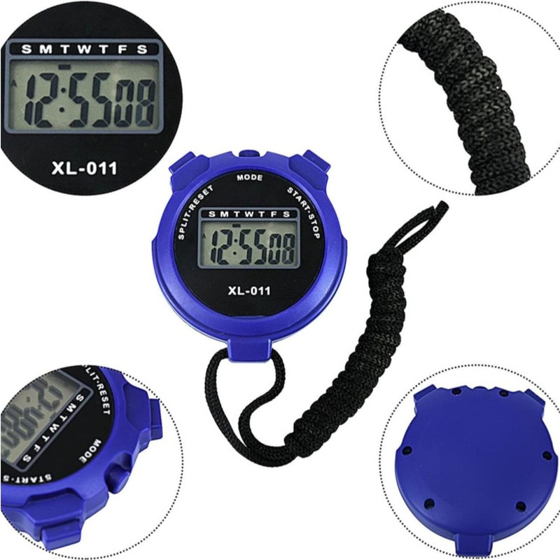 Sports Stopwatch Timer Lap Split Digital Stopwatch with Clock Calendar