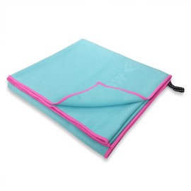 Flow Hydro Sport Towel - Microfiber Quick Dry Swimming Towels for Swim, Pool, Triathlon, and Other Water Sports in Medium, Extra Large, and Hooded Sizes (Aqua, X-Large (72" x 40"))