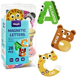 Hioph Large Magnetic Letters for Kid Magnets Fridge Animals Alphabet Toys, Children Magnetic Refrigerator Uppercase ABC Alphabet Cute Spelling Learning Game Toys for Baby Toddler Preschool
