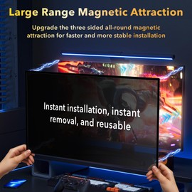 Magnetic 2 Pack Invisible Hidden Design Computer Privacy Screen Filter 27 Inch for Frameless Monitor 16:9 Aspect Ratio, Removable Anti Glare Blue Light Protector, Double Sided Reversible Eye Care Film