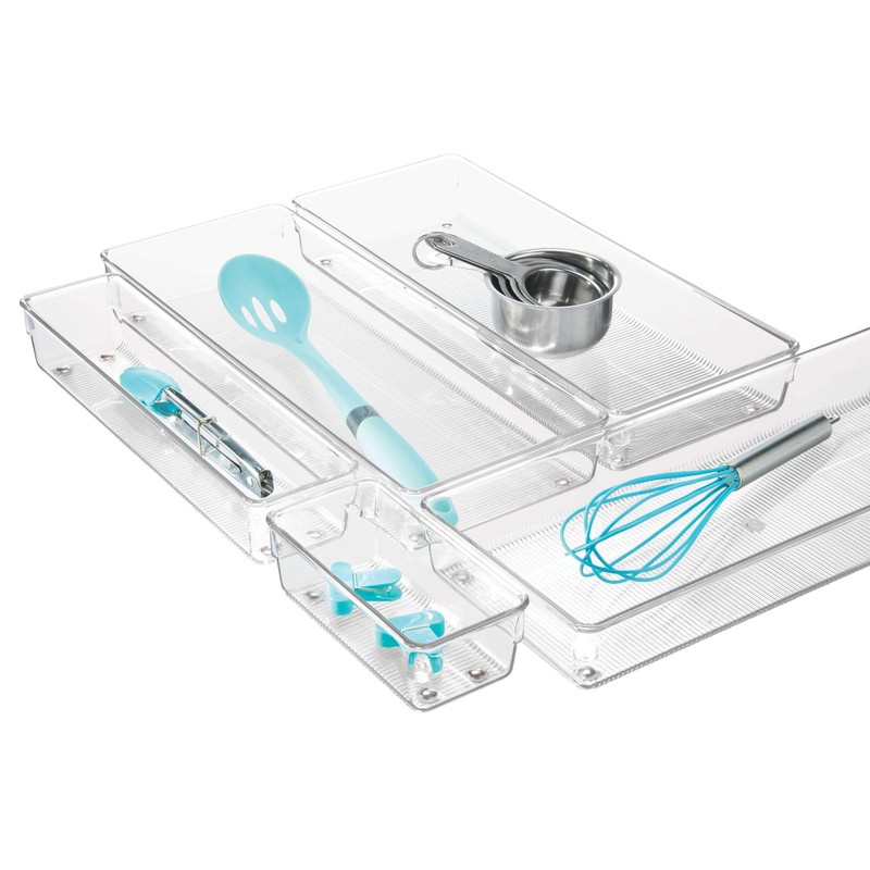 iDesign Linus Plastic Kitchen Drawer Organizer for Silverware, Spatulas, Cutlery,