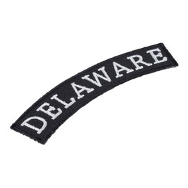 PatchStop State of Delaware Top Rocker Patches for Jackets Motorcycle Vests Backpacks Hats Tactical - Small 4x1.25in Black and White Iron On Sew On Biker Emblem - United States Souvenirs Travel Gifts