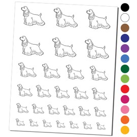 Good-Natured Cocker Spaniel Pet Dog Temporary Tattoo Water Resistant Fake Body Art Set Collection - Black (One Sheet)