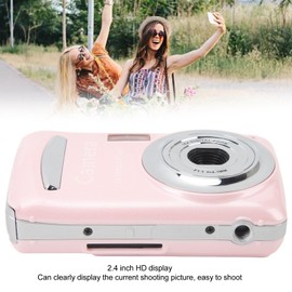 Digital Camera, 1080P Full HD 16X Zoom 64MP Digital Point and Shoot Camera, 2.4 Inch IPS Screen Auto Focus Vlogging Camera for Kids Teens Adult Beginner (Pink)