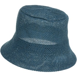Caspar HT020 Casual Women's Summer Bucket Hat Made of Toyo Straw, blue