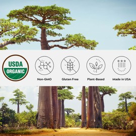 One Farm by WAAYB Organic Baobab Powder Non-GMO, Fair-Trade, Vegan, Gluten Free, Single Origin, 100% South African Baobab, Premium Quality in Resealable Jar