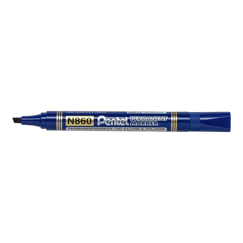Pentel N860/4 Pack of 4 Permanent Markers Chisel Tip Black/Red/Blue/Green
