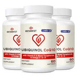 Ubiquinol CoQ10-600mg-Softgel, Active Coq10 Ubiquinol Supplement with Vitamin E & Omega 3, 6, 9, High Absorption-Coenzyme-Q10, Powerful Antioxidant fo
