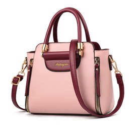 NICOLE & DORIS Women Top Handle Bag Elegant Handbags Contrast Color Shoulder Bags PU Leather Small Crossbody Bag Satchel Bag for Casual Daily Pink