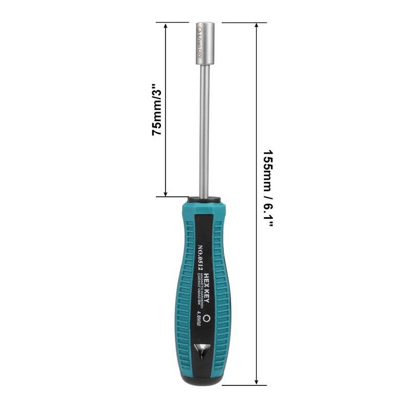 sourcing map 4mm Non-Magnetic Tip Six Point Hex Nut Driver