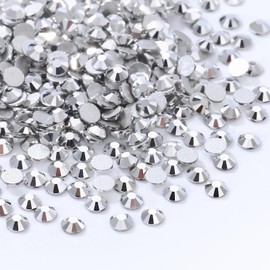 Meibite Silver Flatback Rhinestones, Glass Rhinestones for Nail Art and Craft, Glue Fix, Loose Crystal Gemstones(Silver, SS10, 1440pcs, 2.7-2.8mm)