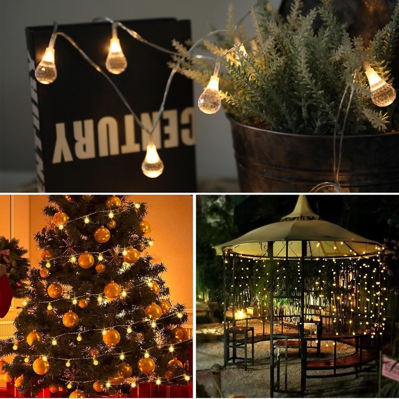 Vigdur Solar String Lights Outdoor, 15ft Globe String Lights with