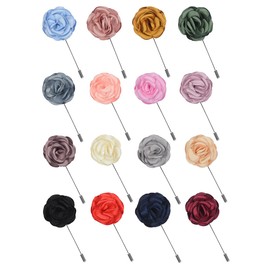 16 Pieces Handmade Satin Camellia Flower Lapel Pin Wedding Brooch Suit Corsage for Men Women Suits Wedding Party Accessories (Multicolor A)