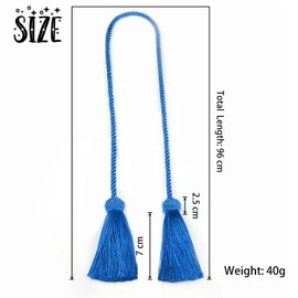 BEL AVENIR 4 Pack Curtain Handmade Tiebacks Decorative Curtain Holdbacks with Tassel (Royal Blue, 2 Pack)