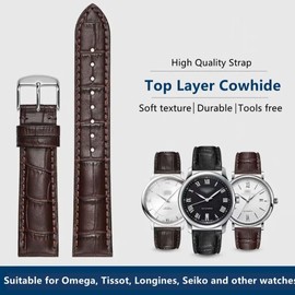 HEYOZURY Watch Bands Genuine Leather Embossed Alligator Grain Calfskin Replacement Strap for Women Men Bracelet Choose Color Width 16mm 17mm 18mm 19mm 20mm 21mm 22mm 22mm 24mm