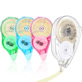 4 Pieces Correction Tape Cream Color Beige Corrective Tape Eraser 100 Feet Long for School Office Supplies Crafting, Note Taking, Journal, Case Color May Vary