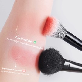 MSQ Stippling Foundation Brush, Face Brush, Precision Stippling Brush, Eye Brush, Rounded Brush with Synthetic Fibres for Liquid or Creamy Foundations, Pack of 2