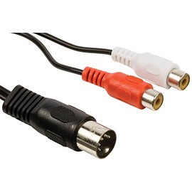 "CableStop" SHORT 20cm 5 PIN DIN MALE PLUG to TWIN 2x RED & WHITE RCA PHONO FEMALE ADAPTER
