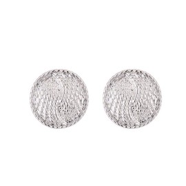 Women Silver Clip Earrings, Vintage Round Button Clip On Earrings Non Pierced Earrings