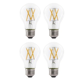 LED 7W A19 Filament Clear Light Bulb, 60W Equivalent, 800 Lumens, 2700K Soft White, Dimmable, E26 Medium Base, Energy Star Certified, 120V (4 Pack)