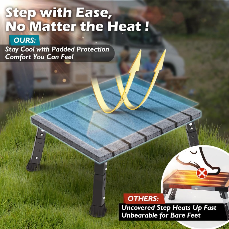 Marudina Large Platform RV Step with Cloth Cover and Anti-Slip