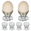TRIXES 6 x Egg Cups Brushed Steel Wire Spiral Spring