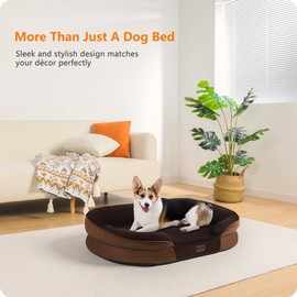 Dwanton Orthopedic Dog Bed for Medium Dogs, Waterproof Dog Sofa with Egg Foam Support, Washable Pet Bed with Four Sided Bolster Cushion, with Removable Cover & Non-Slip Bottom, 35 Inches, Brown