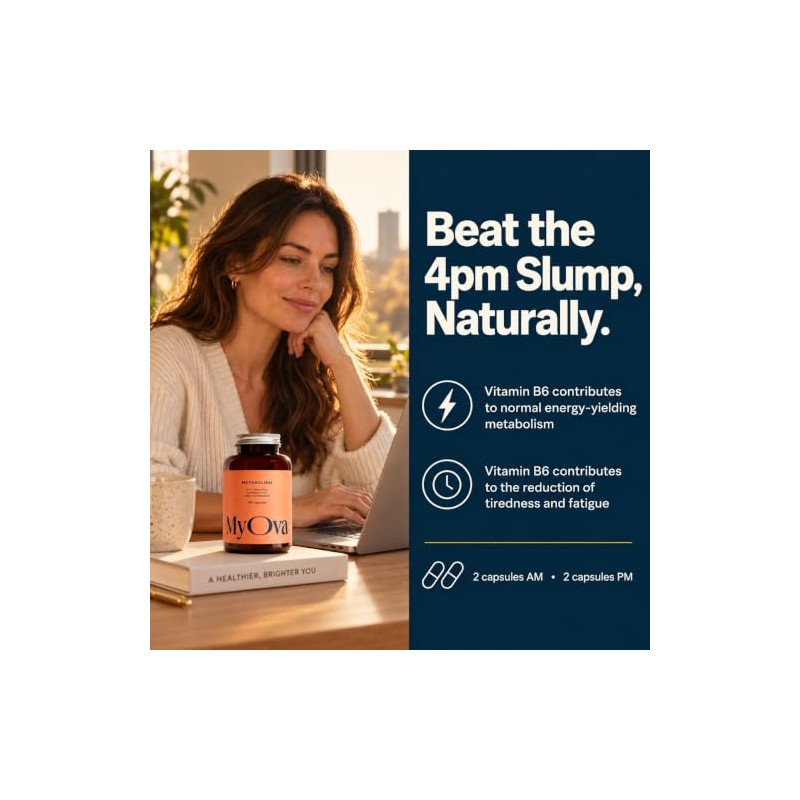 MyOva Metabolism, PMOS/PCOS Supplement, with Vitamin B6, (30-Day)