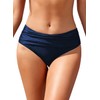 SHEKINI Womens Ruched Bikini Bottom Solid Medium Waisted Tummy Control