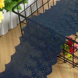 Vintage Hollow Embroidery Cotton Lace Ribbon Decorative Ribbon Lace Fabric Lace Trim for Sewing Crafts Christmas Decoration Wedding Curtain Decoration Gift Box 11 cm x 3 Yards, Royal Blue