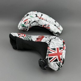 1PC UK Flag with Skull Pattern Golf Hybrid Headcover Rescue UT Club Head Cover with Rotating Number Tag