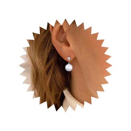 Aneneiceera Boho CZ Pearl Drop Earrings Crystal Pearl Earrings Single Pearl Dangle Earrings Wedding Pearl Rhinestone Stud Earrings Jewellery for Women and Girls, Crystal