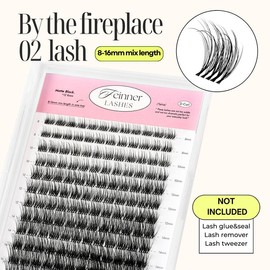 Feinner DIY Lash Cluster Kit Invisible Band Long Lasting Waterproof Bond Seal Remover Natural Eyelashes Cosmetic Makeup Salon Outdoorfun:_Only lash By The Fireplace 02 
