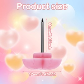 Prasacco 100 Pcs Pink Heart Push Pins, Cute Decorative Thumb Tacks, Plastic Push Pins for Cork Board, Tacks for Wall Hangings Photo Map Poster Bulletin