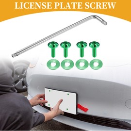 Partuto 1 Set 1/4 Inch M6 Universal Anti-Theft Security Number Plate Screws - Car Safety Bolt Fasteners for Number Plate Holder with 4 Washers - Titanium Alloy Green