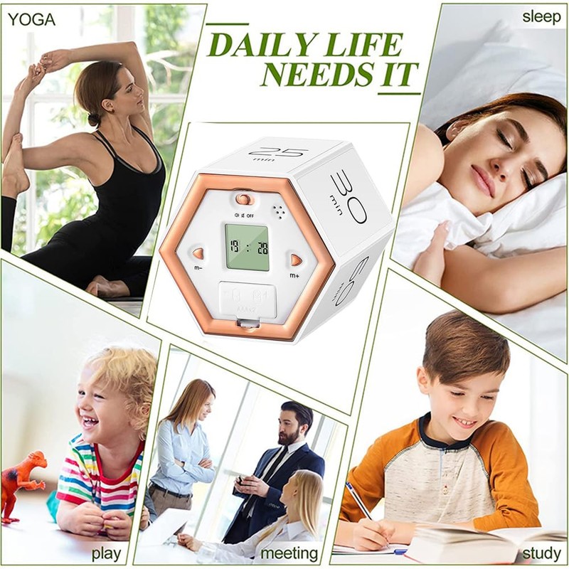 CIADAZ Hexagon Digital Clock Timer Magnetic Cubes Timer Kitchen Hexagon