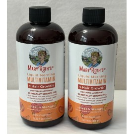 Mary Ruths Liquid Morning Multivitamin + Hair Growth Peach Mango 15.22 fl 2-PACK