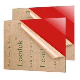 Lesnlok 12 x 12 Red Acrylic Sheets 1/8 inch Thick 3mm 2 Pack Red Plexiglass Sheet,for Sign,Craft,Painting,Laser Cutting,DIY Display Projects (2, red, 12 x 12 x 1/8)