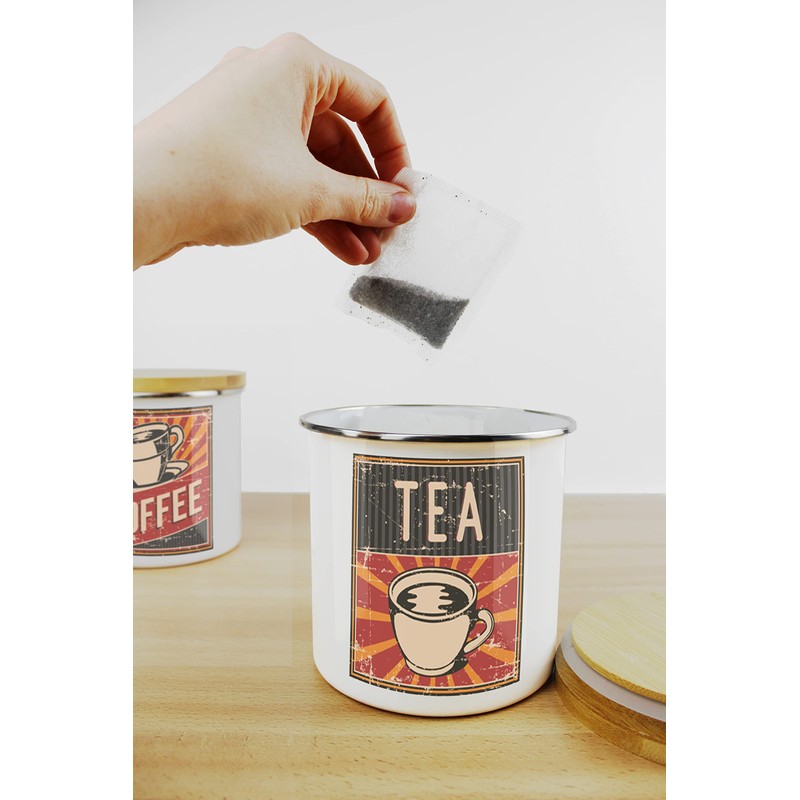 Purely Home Retro 1950s Style Tea Canister - White Metal