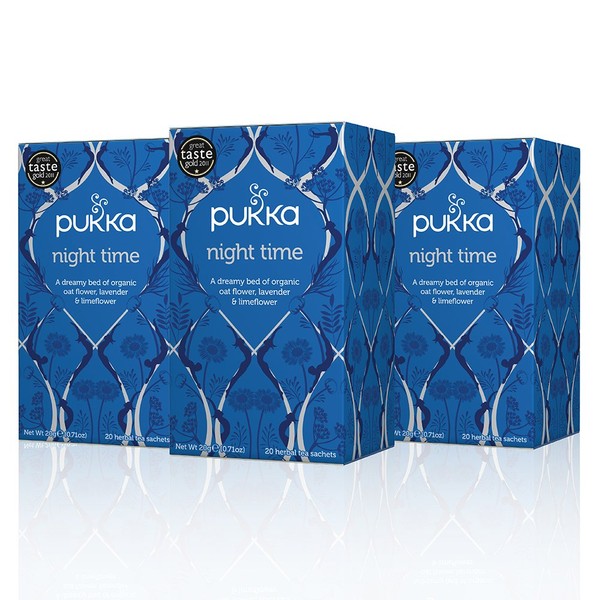 Pukka Herbs Night Time, Organic Herbal Tea With Valerian (3 Pack, 60 Tea Bags)