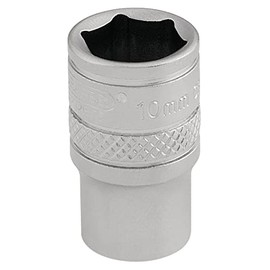 Draper 16514 1/4" Square Drive Micro Satin Chrome Metric Socket, 10 mm Size, Blue