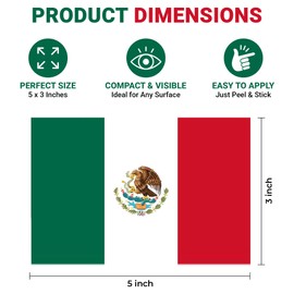 Mexican Flag Vinyl Flag Stickers, Car Decals, Waterproof Indoor Outdoor, Laptop Stickers, Car Bumper, Mexico Flag, 5 x 3 Inches, Set of 3