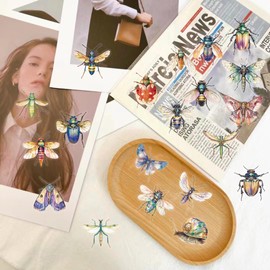 50pcs Nature Insect Stickers for Teen Water Bottle, Transparent Realistic Bug Sticker, Waterproof PET Decals for Bumper, Laptop, Skateboard, Luggage, Phone, Bicycle